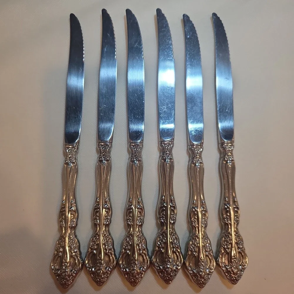 Vintage Oneida Michelangelo Stainless Steel Steak Knife Set Of 6